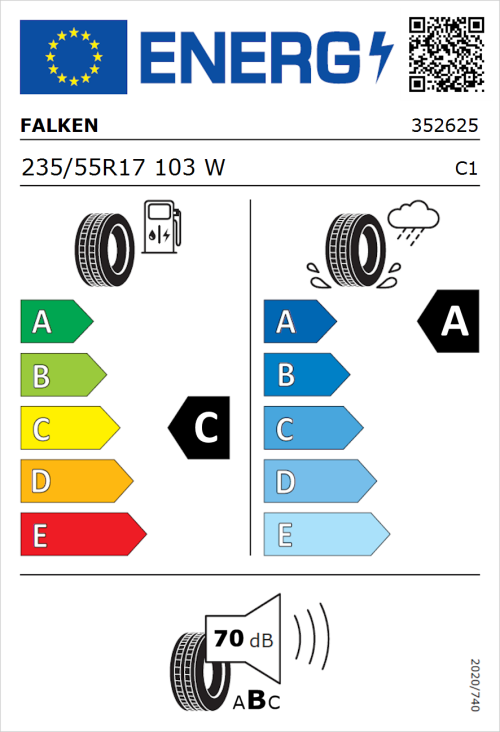 Tyre Label for Falken Azenis FK520 SUV 235/55R17 103W